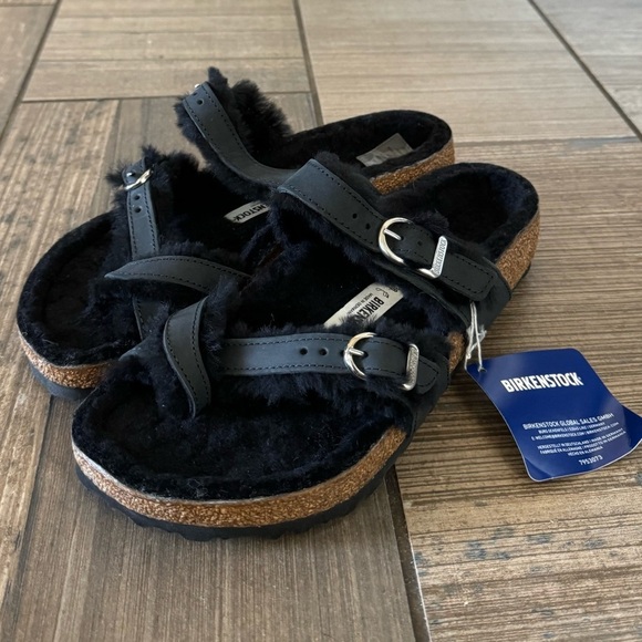 Birkenstock Mayari Shearling Natural Leather Oiled sandals size 7 - Picture 2 of 12